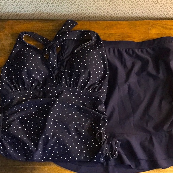 Halter Swim Top - Navy Polka Dot - Picture 4 of 4